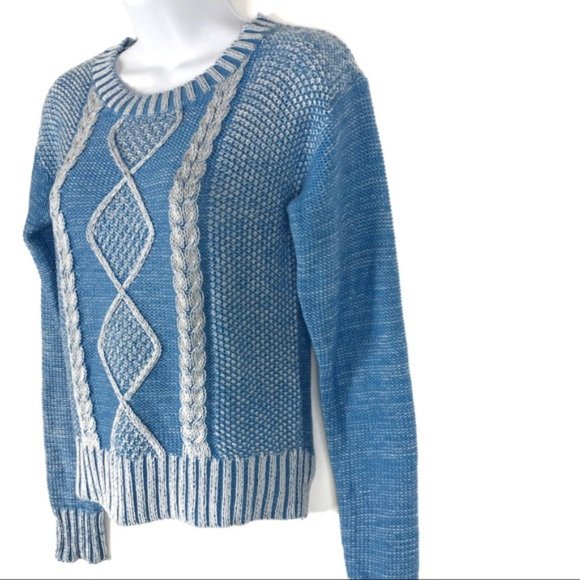 Mossimo Blue White Cable Knit Sweater - Picture 4 of 7